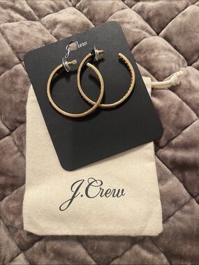 J. Crew Gold and Pink Thin Hoop Earrings